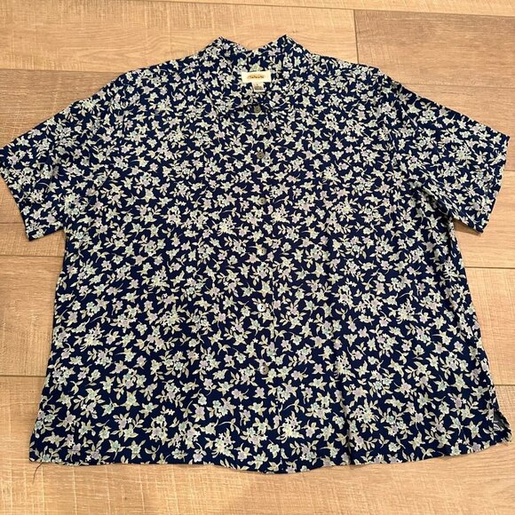 TALBOTS WOMENS LARGE BLOUSE MED SKIRT AND BLOUSE SET BLUE FLORAL - Picture 2 of 12